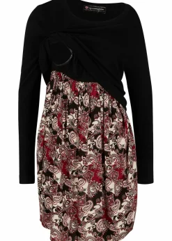 Online 2-in-1 Umstand- und Stillkleid aus einer Materialkombination Damen Umstandsmode