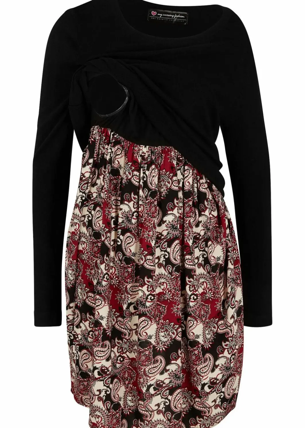 Online 2-in-1 Umstand- und Stillkleid aus einer Materialkombination Damen Umstandsmode
