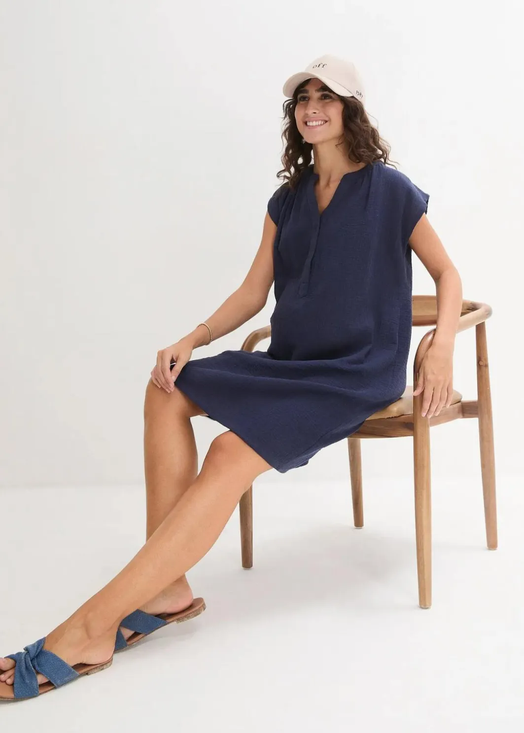 Damen bonprix Bekleidung·Blazer|Umstandsmode|2-in-1 Umstands- und Stillkleid aus Baumwollmusselin