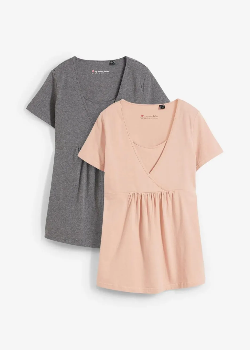 Damen bonprix Umstandsmode|Nachhaltigere Materialien|2-in-1 Umstands- und Stillshirts (2er Pack)