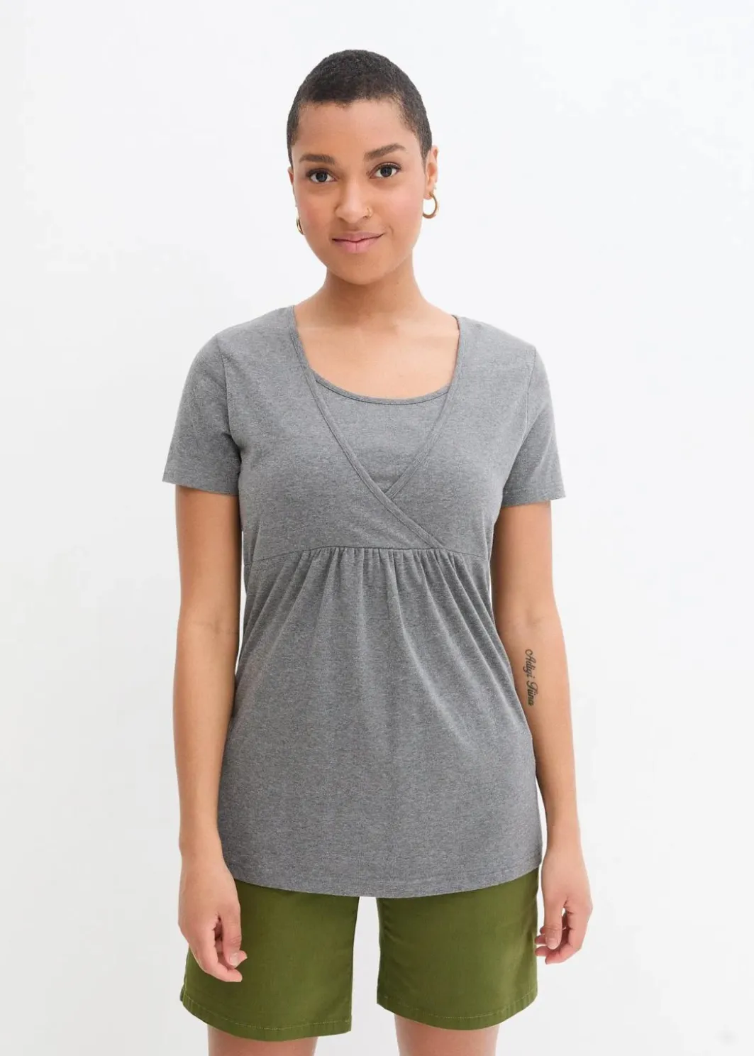Damen bonprix Umstandsmode|Nachhaltigere Materialien|2-in-1 Umstands- und Stillshirts (2er Pack)