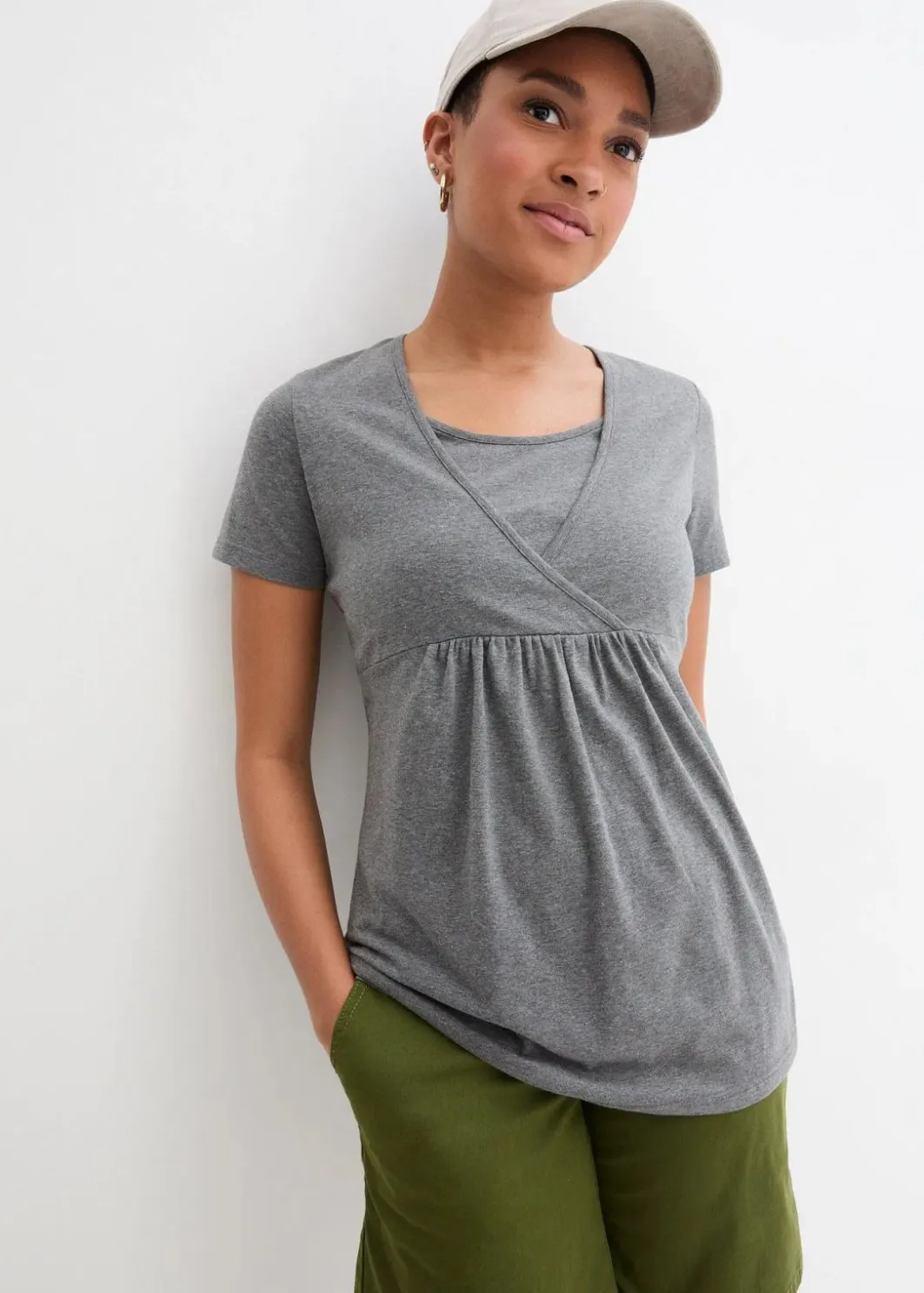 Damen bonprix Umstandsmode|Nachhaltigere Materialien|2-in-1 Umstands- und Stillshirts (2er Pack)