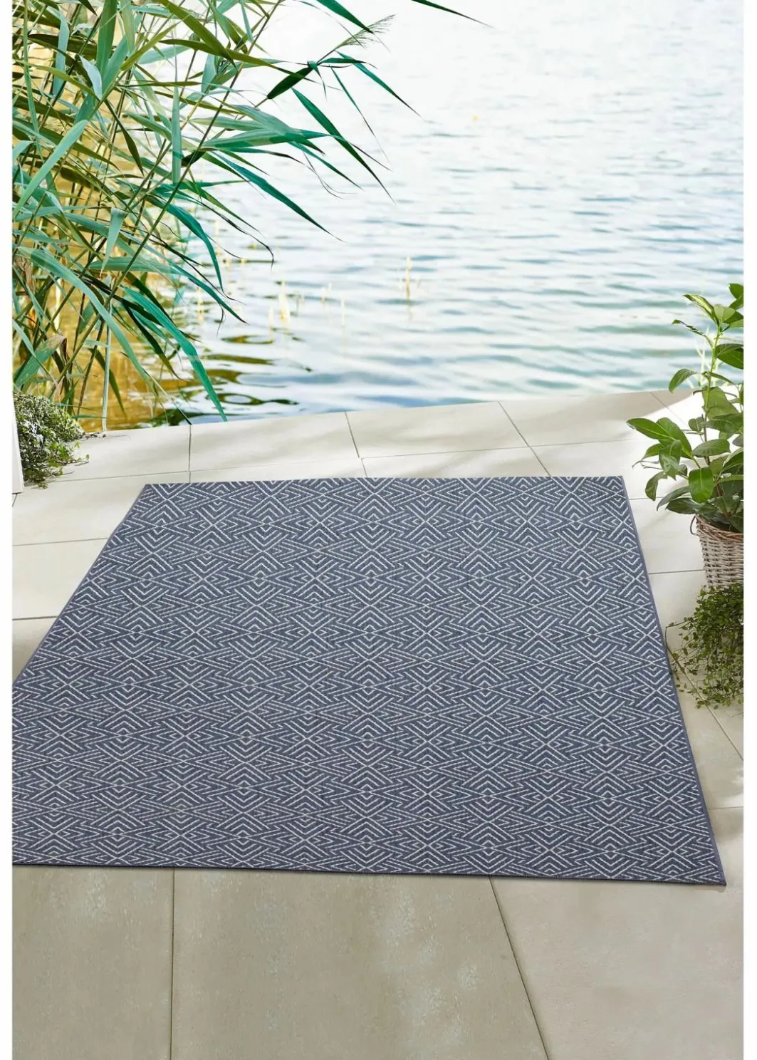 Outlet In- und Outdoor Teppich mit dezenter Struktur Flachgewebe-Teppiche|Läufer