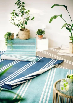bonprix Läufer|Flachgewebe-Teppiche|In- und Outdoor Wende-Teppich mit Streifen