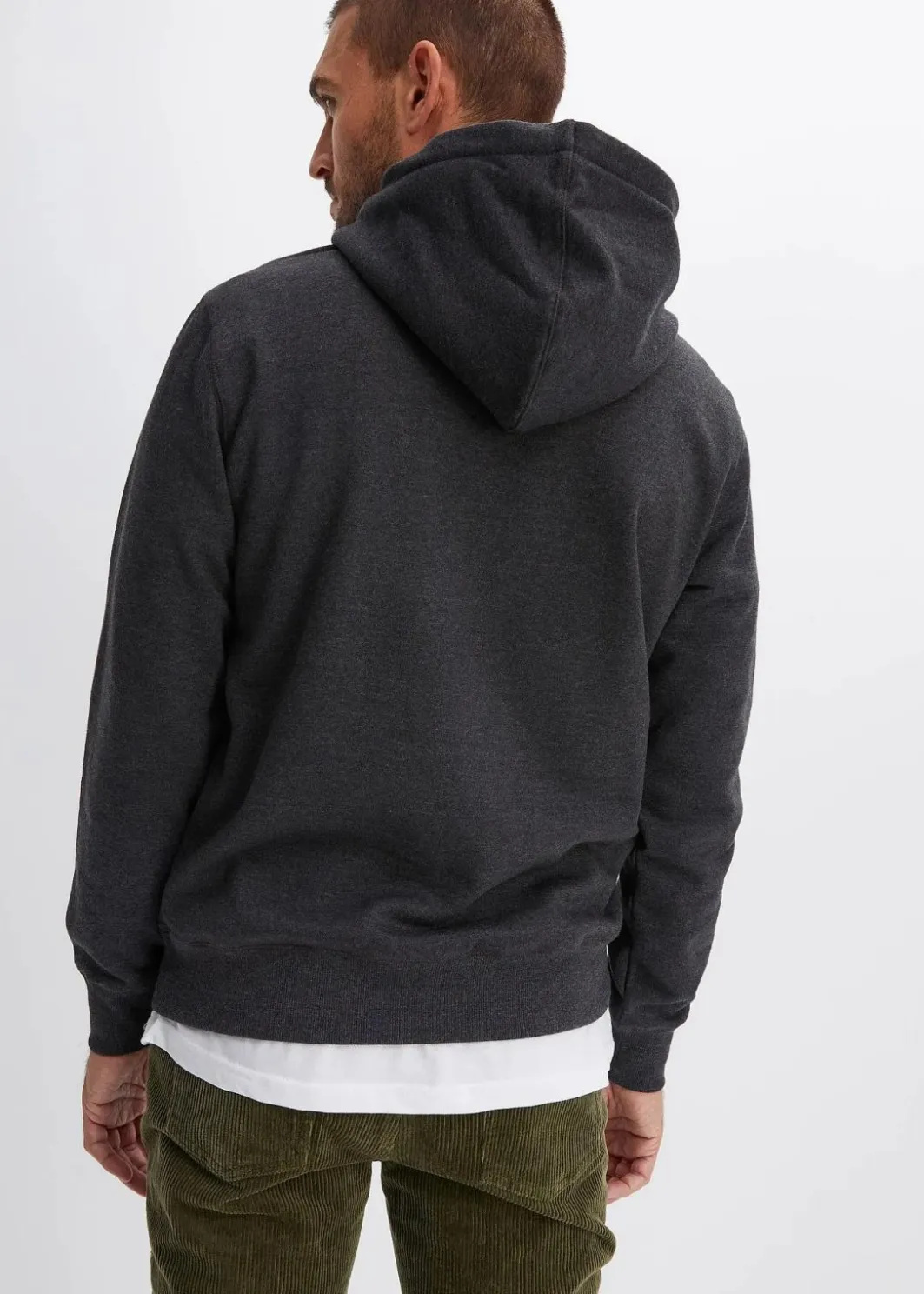 New innen weich angerautes Kapuzensweatshirt mit Lederimitat-Details Herren Sweat|Große Größen