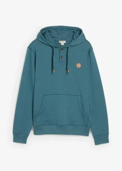 Herren bonprix Große Größen|Sweat|innen weich angerautes Kapuzensweatshirt mit Lederimitat-Details