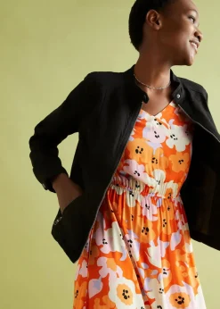 Sale Jacke aus Baumwoll-Twill mit seitlichen Stretcheinsätzen Damen Bekleidung·Hosen|Jacken & Mäntel