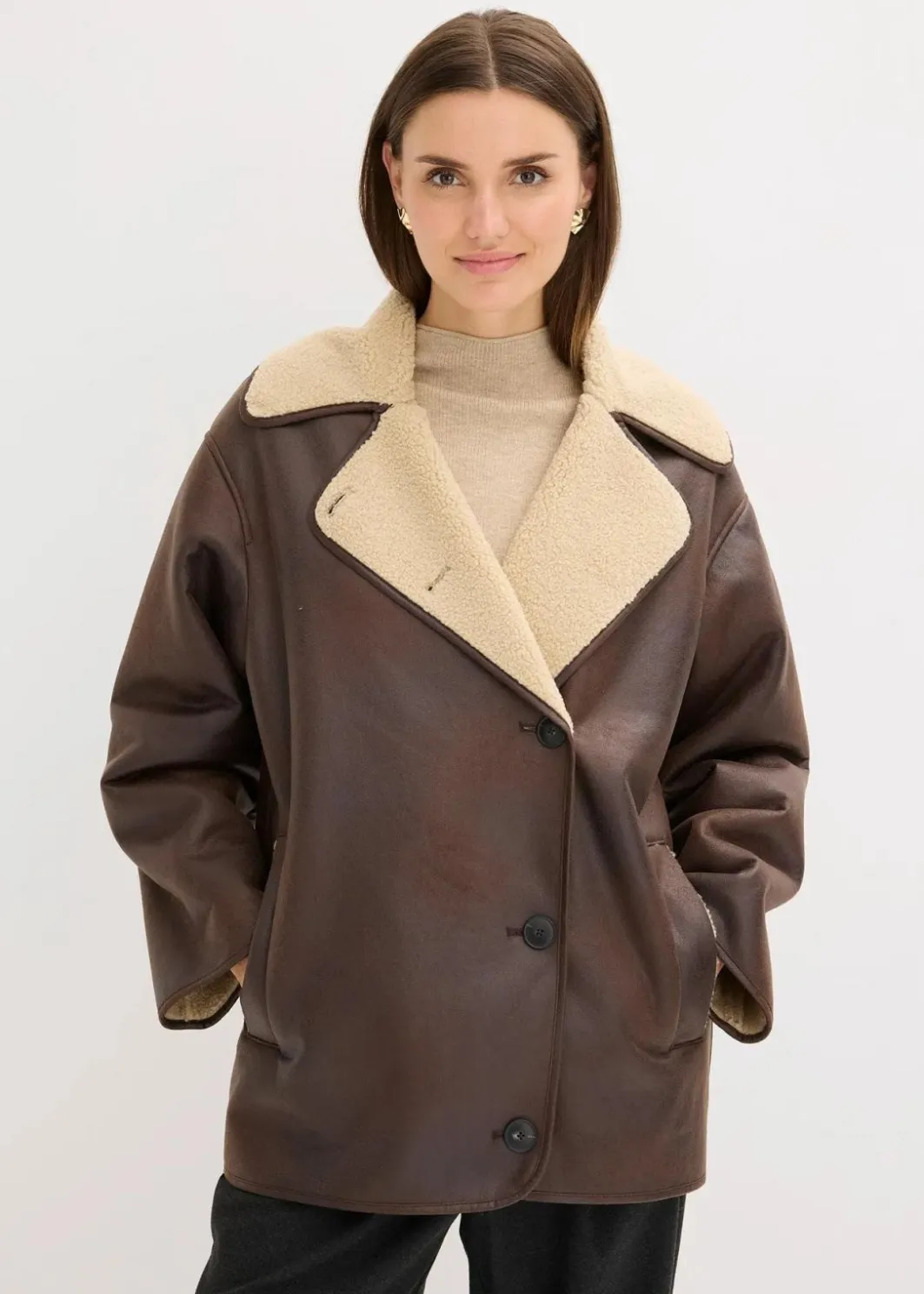 Damen bonprix Bekleidung·Hosen|Jacken & Mäntel|Jacke aus Lammfellimitat