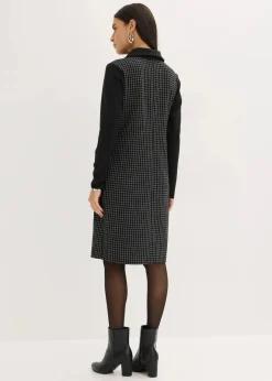 Clearance Jacquard Kleid mit Kontrastkragen Damen Bekleidung·Pullover & Strickjacken|Kleider