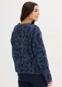 Sale Jacquard Oversize Pullover mit Pailletten Damen Bekleidung·Umstandsmode|Strickmode