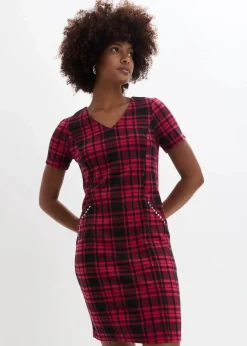 Damen bonprix Kleider|Bekleidung·Pullover & Strickjacken|Jaquardkleid mit dekorativen Nieten