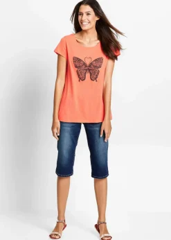 Damen bonprix Bekleidung·Outdoorbekleidung|Bekleidung·Shirts & Tops|Jeans Bermuda Mid Waist, Bequembund