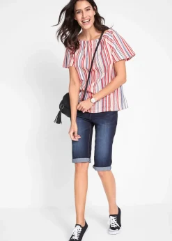 Damen bonprix Jeans|Shorts|Jeans Bermuda Mid Waist mit gekrempeltem Saum
