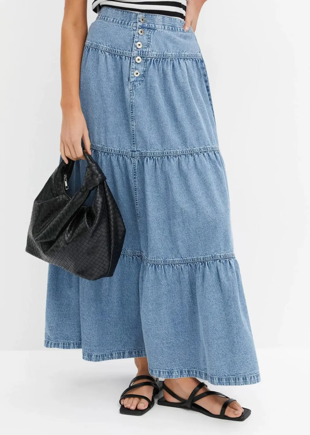 Sale Jeans Stufenrock mit Knopfleiste Damen Bekleidung·Sportbekleidung|Röcke
