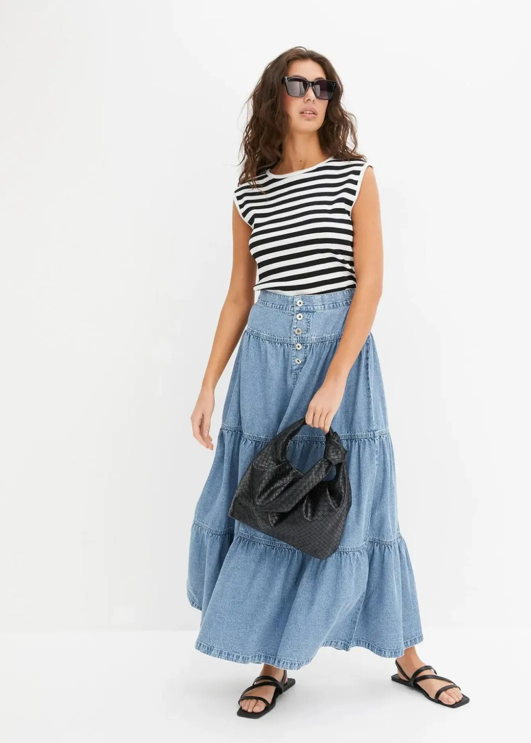 Sale Jeans Stufenrock mit Knopfleiste Damen Bekleidung·Sportbekleidung|Röcke
