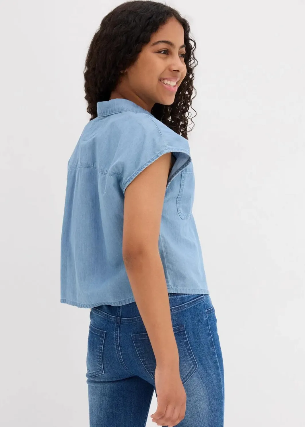 Outlet Jeansbluse aus fließender Baumwolle Kinder Mädchen 9-16 Jahre·Shirts & Blusen|Mädchen 2-8 Jahre·Nachhaltigere Materialien