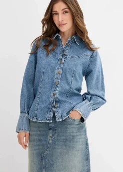 Outlet Jeansbluse aus reiner Baumwolle Damen Bekleidung·Jacken & Mäntel|Blusen & Tuniken