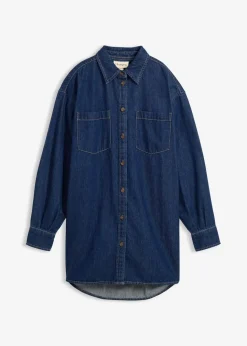 Damen bonprix Bekleidung·Jacken & Mäntel|Blusen & Tuniken|Jeansbluse aus schwerem Denim, reine Baumwolle, Oversized