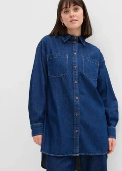 Damen bonprix Bekleidung·Jacken & Mäntel|Blusen & Tuniken|Jeansbluse aus schwerem Denim, reine Baumwolle, Oversized