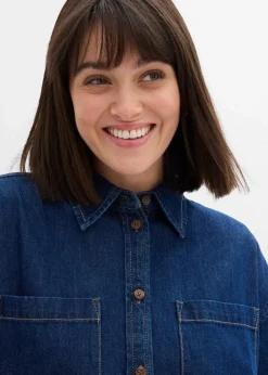 Damen bonprix Bekleidung·Jacken & Mäntel|Blusen & Tuniken|Jeansbluse aus schwerem Denim, reine Baumwolle, Oversized