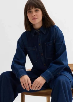 Damen bonprix Bekleidung·Jacken & Mäntel|Blusen & Tuniken|Jeansbluse aus schwerem Denim, reine Baumwolle, Oversized