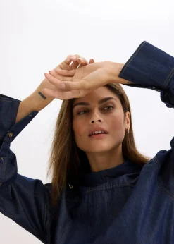 Damen bonprix Bekleidung·Jacken & Mäntel|Blusen & Tuniken|Jeansbluse mit hohen Manschetten