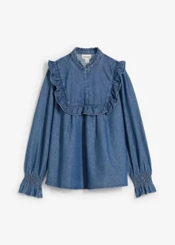 Best Jeansbluse mit Rüschen Damen Bekleidung·Jacken & Mäntel|Blusen & Tuniken