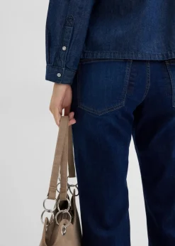 Damen bonprix Bekleidung·Jacken & Mäntel|Blusen & Tuniken|Jeansbluse mit Volants, aus reiner Baumwolle