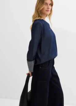 Clearance Jeansbluse mit weitem Arm Damen Bekleidung·Jacken & Mäntel|Blusen & Tuniken