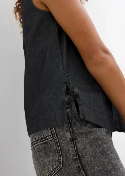 Outlet Jeans-Blusentop aus Bio-Baumwolle Damen Blusen & Tuniken|Shirts & Tops