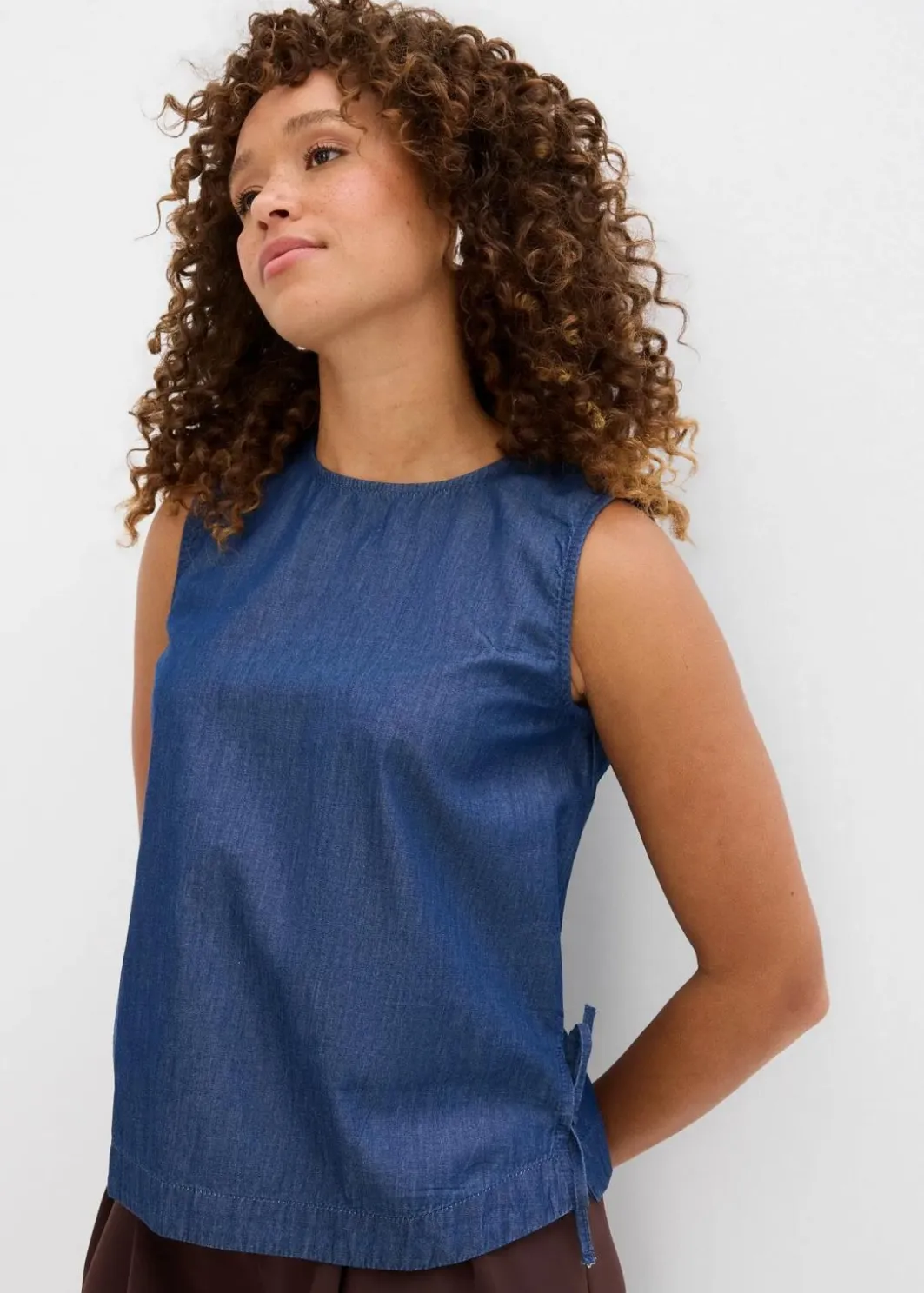 Damen bonprix Shirts & Tops|Blusen & Tuniken|Jeans-Blusentop aus Bio-Baumwolle