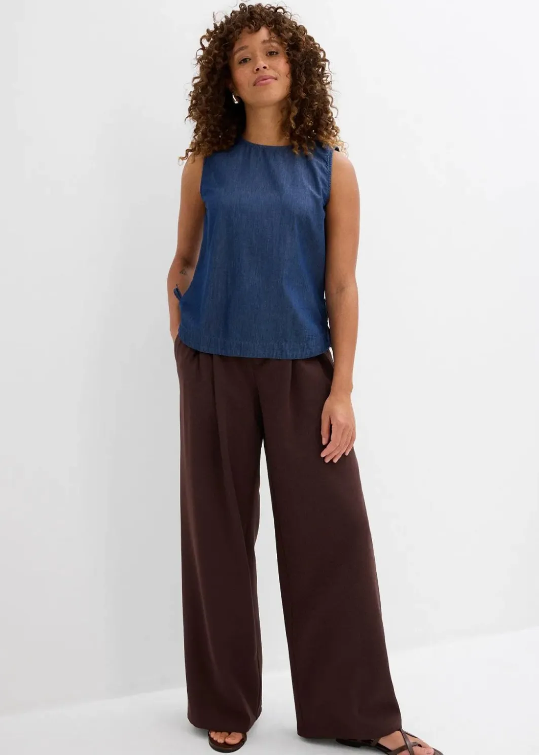 Damen bonprix Shirts & Tops|Blusen & Tuniken|Jeans-Blusentop aus Bio-Baumwolle