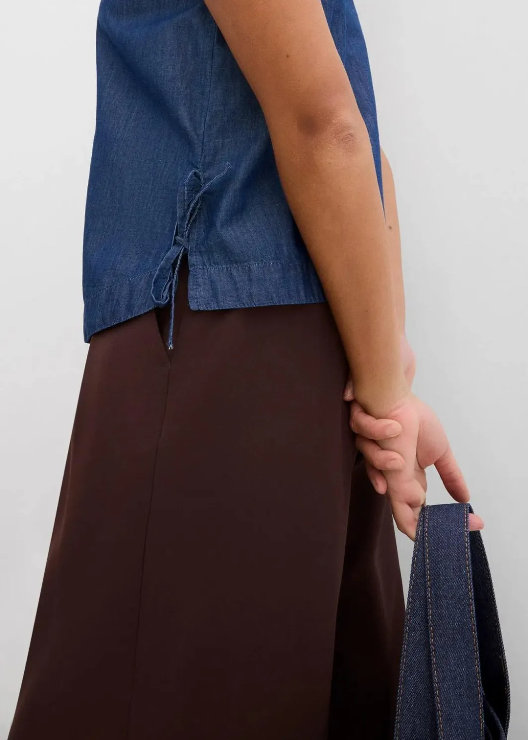 Damen bonprix Shirts & Tops|Blusen & Tuniken|Jeans-Blusentop aus Bio-Baumwolle