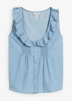 Damen bonprix Blusen & Tuniken|Shirts & Tops|Jeans-Blusentop aus Bio-Baumwolle
