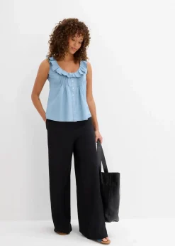 Damen bonprix Blusen & Tuniken|Shirts & Tops|Jeans-Blusentop aus Bio-Baumwolle
