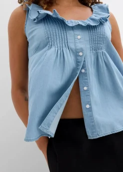 Damen bonprix Blusen & Tuniken|Shirts & Tops|Jeans-Blusentop aus Bio-Baumwolle