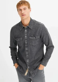 Clearance Jeanshemd aus reiner Baumwolle Herren Hemden|Große Größen