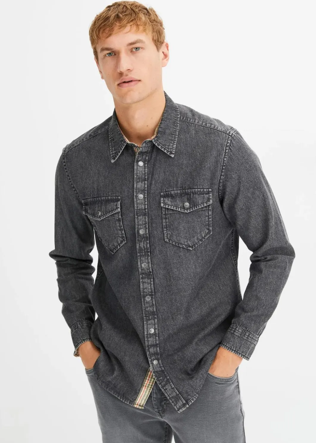 Clearance Jeanshemd aus reiner Baumwolle Herren Hemden|Große Größen