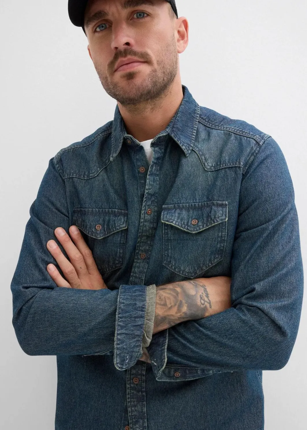 Herren bonprix Große Größen|Hemden|Jeanshemd, Langarm aus reiner Baumwolle
