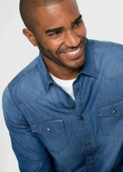 Discount Jeanshemd, Slim Fit aus reiner Bio-Baumwolle Herren Große Größen|Hemden