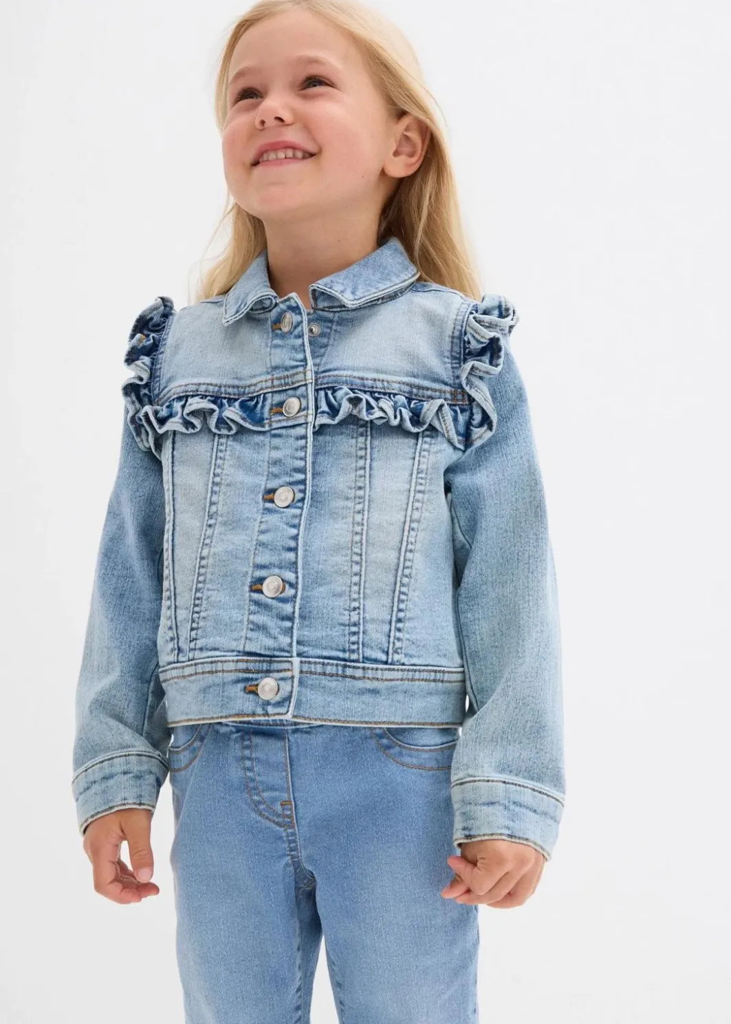 Kinder bonprix Mädchen 2-8 Jahre·Jacken & Outdoor|Jeansjacke aus elastischem Bio-Baumwoll-Mix