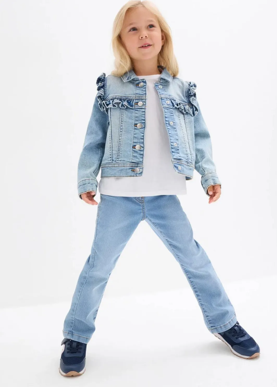 Kinder bonprix Mädchen 2-8 Jahre·Jacken & Outdoor|Jeansjacke aus elastischem Bio-Baumwoll-Mix
