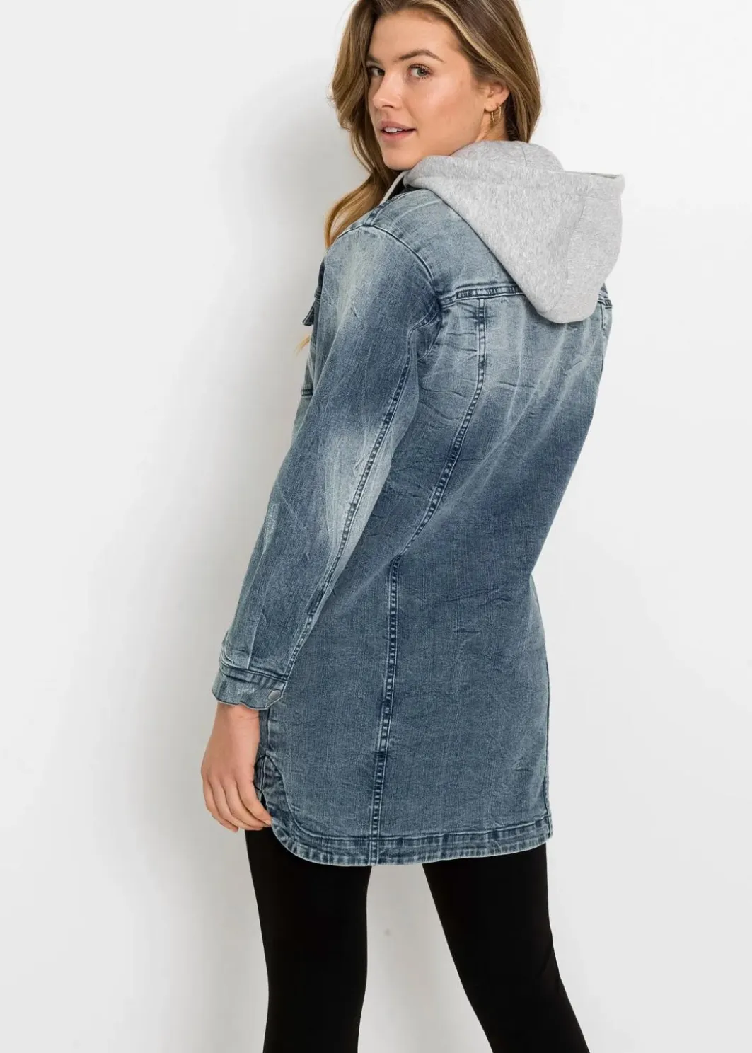 Damen bonprix Jacken & Mäntel|Jeansjacke mit Kapuze