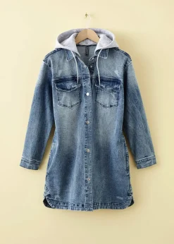 Damen bonprix Jacken & Mäntel|Jeansjacke mit Kapuze