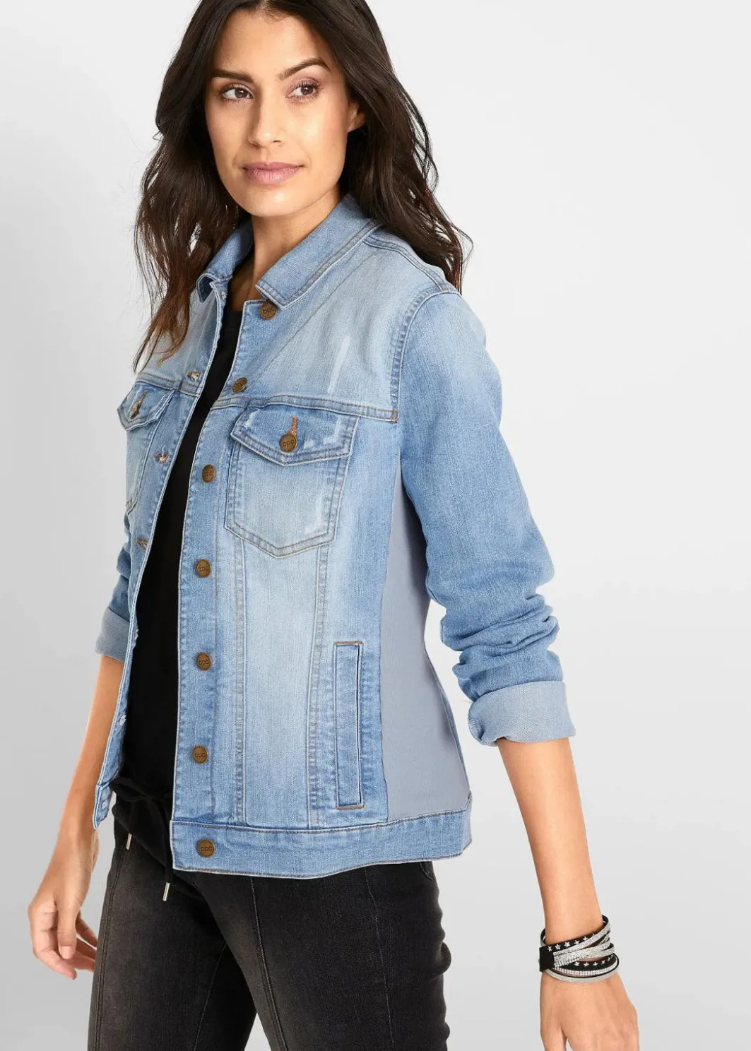 Damen bonprix Bekleidung·Hosen|Jeansjacke mit seitlichem Rippeinsatz
