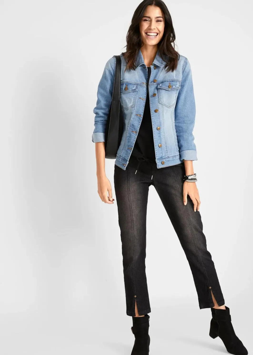 Damen bonprix Bekleidung·Hosen|Jeansjacke mit seitlichem Rippeinsatz
