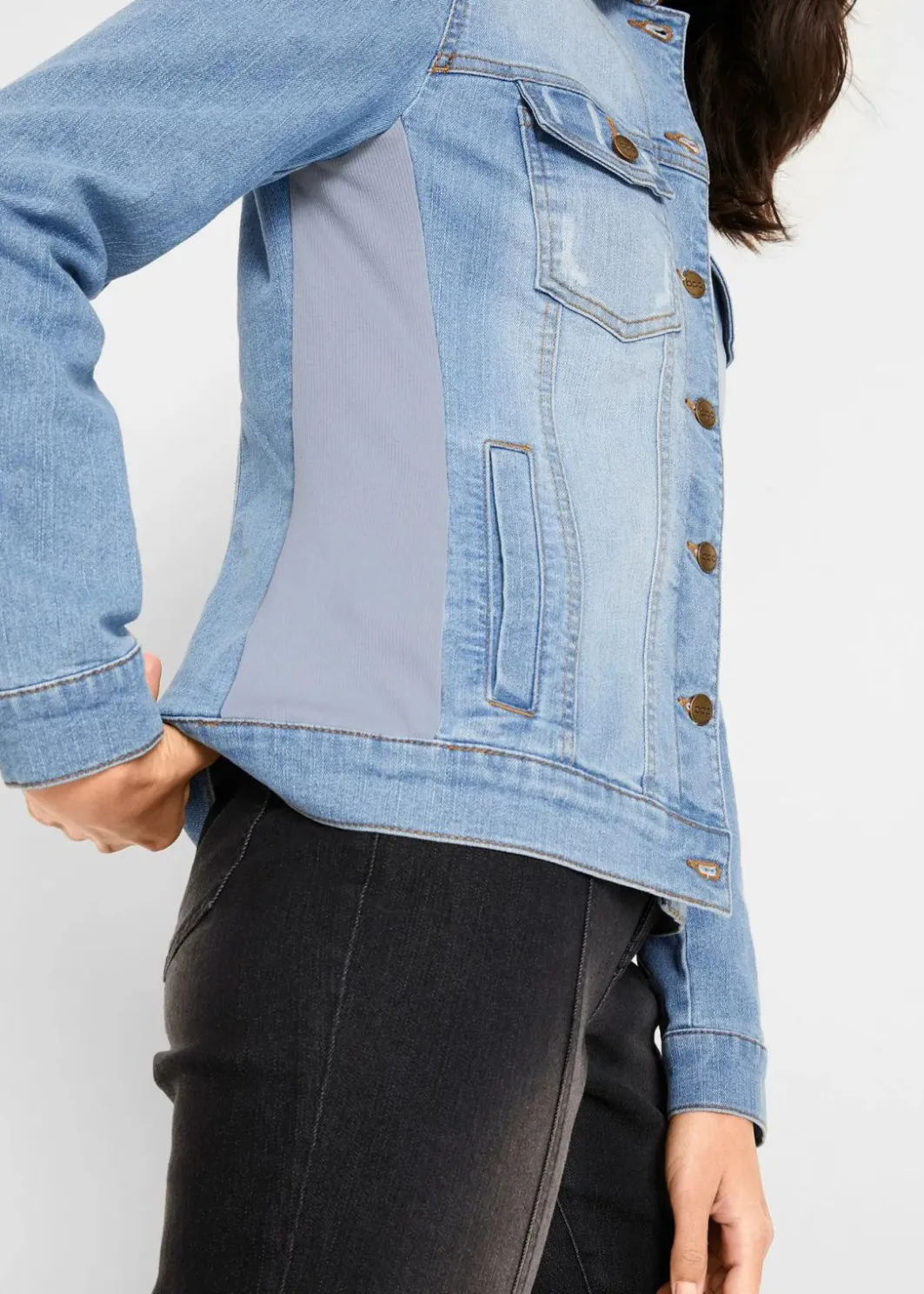 Damen bonprix Bekleidung·Hosen|Jeansjacke mit seitlichem Rippeinsatz