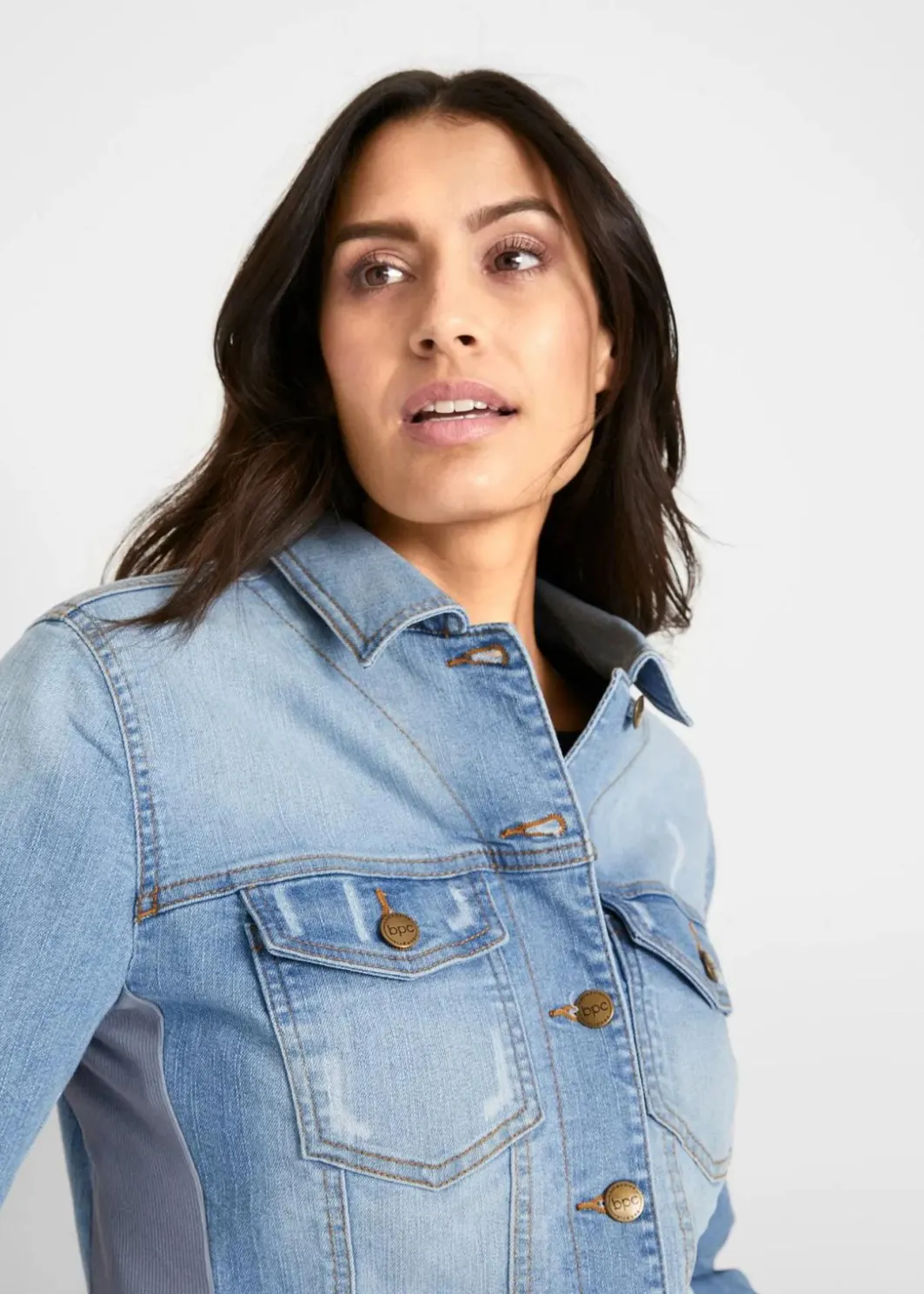 Damen bonprix Bekleidung·Hosen|Jeansjacke mit seitlichem Rippeinsatz