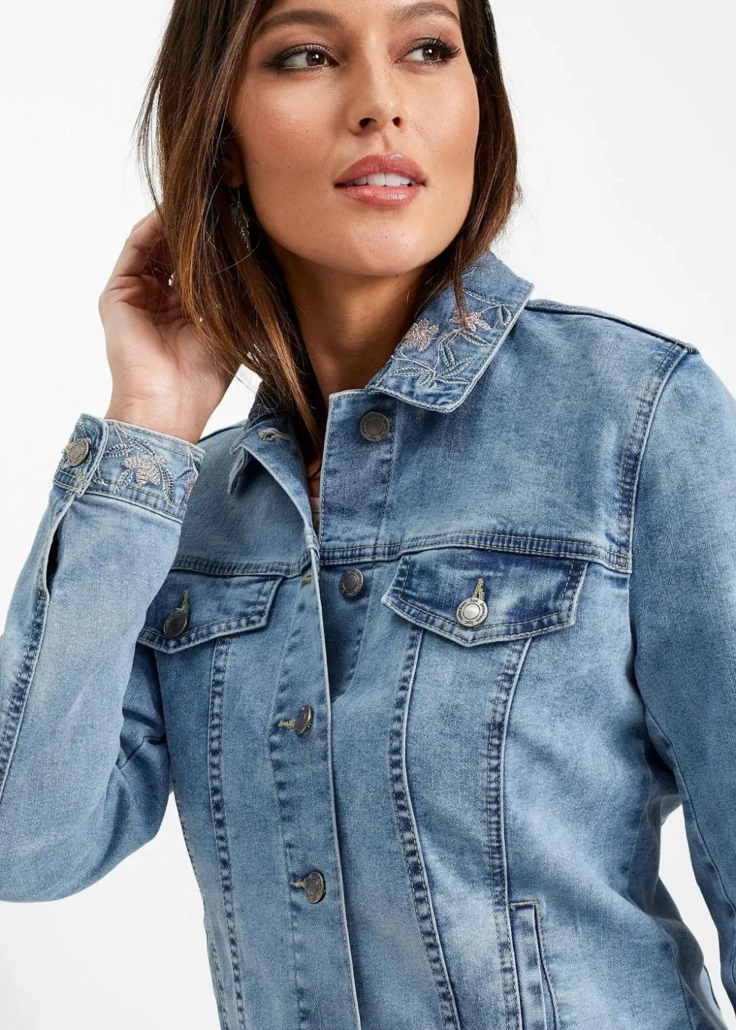 Jeansjacke mit Stickerei Damen Jacken & Mäntel|Bekleidung·Hosen