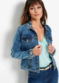 Hot Jeansjacke mit Stickerei Damen Bekleidung·Hosen|Jacken & Mäntel